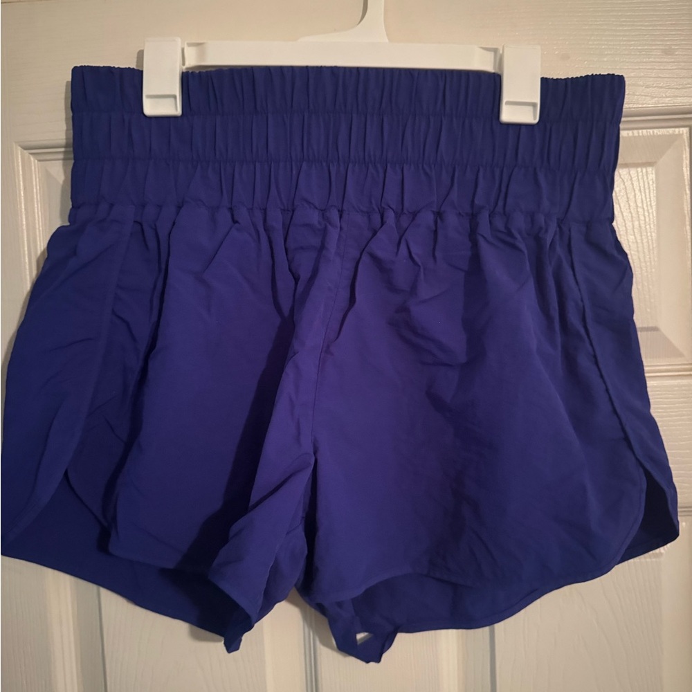 Women's Blue Elastic Waist Shorts